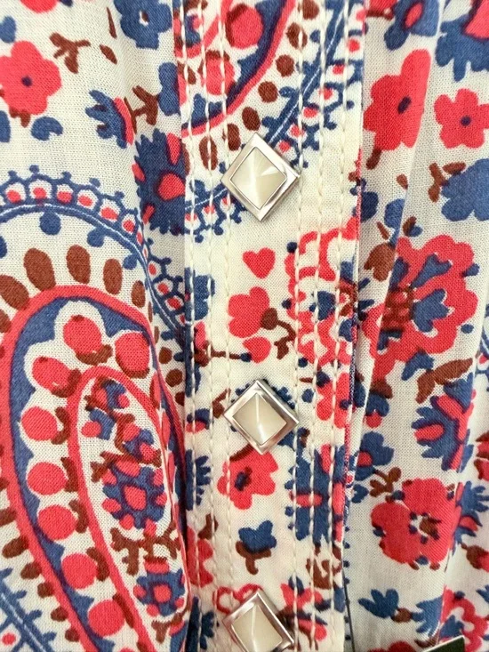 Wrangler Paisley Button-Up in Red, Blue & White, Pear Snaps XXL - Picture 4 of 10